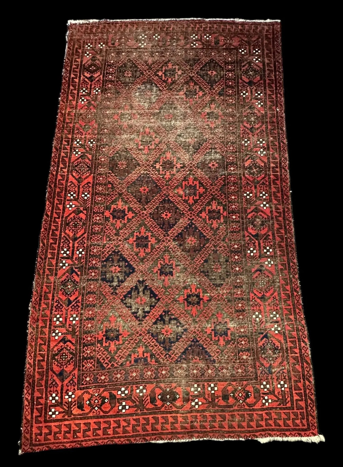 Antique Handmade Wool Rug Red Afghan Baluch Pattern 4'2 x 7'3 Worn to Perfection I Got Rugs Antique Handmade Wool Rug Red Afghan Baluch Pattern 4'2 x 7'3 Worn to Perfection I Got Rugs Handmade Vintage I Got Rugs