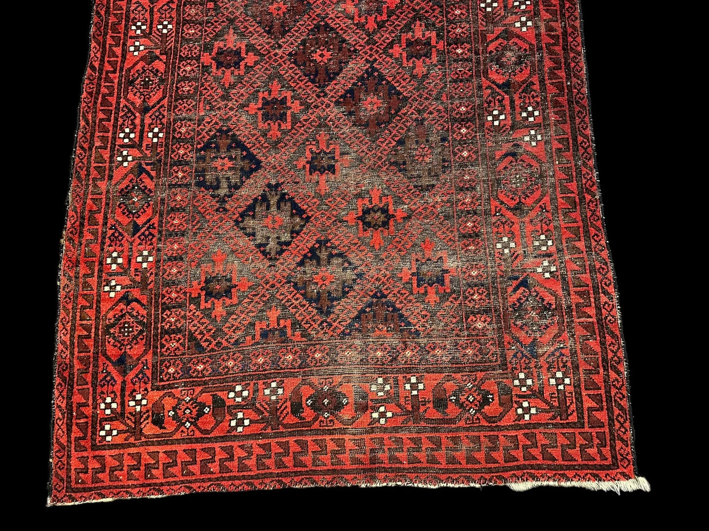 Antique Handmade Wool Rug Red Afghan Baluch Pattern 4'2 x 7'3 Worn to Perfection I Got Rugs Antique Handmade Wool Rug Red Afghan Baluch Pattern 4'2 x 7'3 Worn to Perfection I Got Rugs Handmade Vintage I Got Rugs
