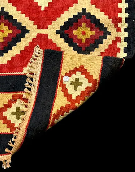Handmade Vintage Wool Rug Turkish Kilim Geometric Design Red/ Beige 2'6 x 3'8 I Got Rugs