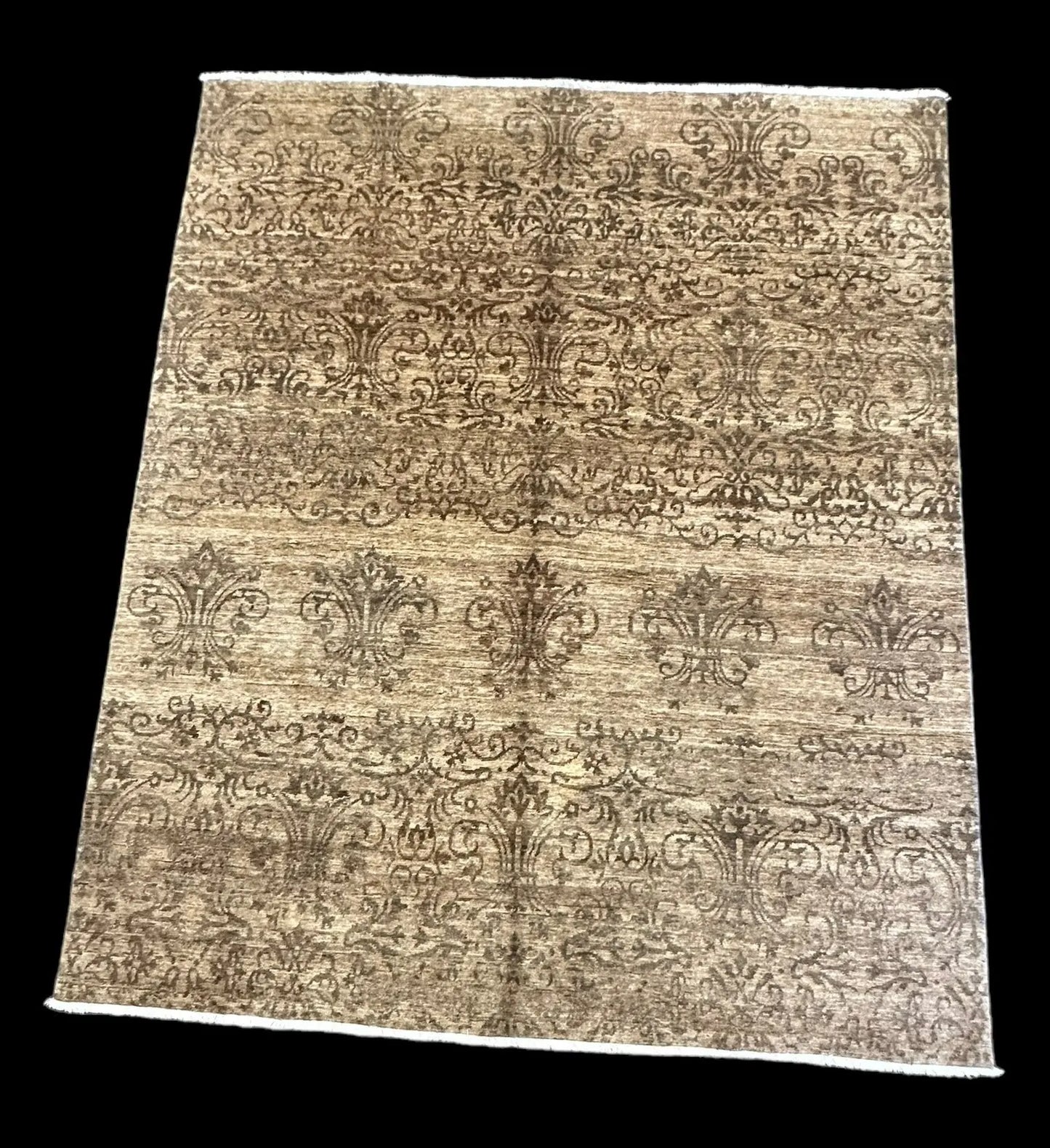 Handmade Vintage Wool Rug Brown/ Beige Oriental Design 7'11 x 9'10 I Got Rugs