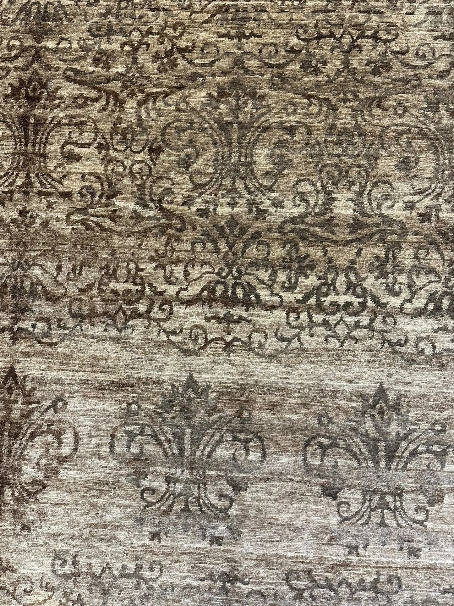 Handmade Vintage Wool Rug Brown/ Beige Oriental Design 7'11 x 9'10 I Got Rugs