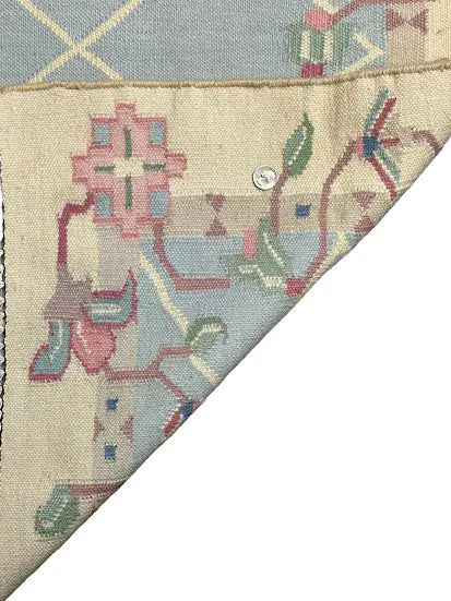Handmade Vintage Wool Rug Turkish Oushak Floral Design Ivory/ Blue 2'10 x 4'6 - I Got Rugs Handmade Vintage Wool Rug Turkish Oushak Floral Design Ivory/ Blue 2'10 x 4'6 I Got Rugs Handmade Vintage I Got Rugs 289.00