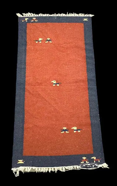 Hand-Knotted Vintage Wool Rug Persian Kilim Gabbeh Design Orange/ Blue 2'3 x 4'5 I Got Rugs