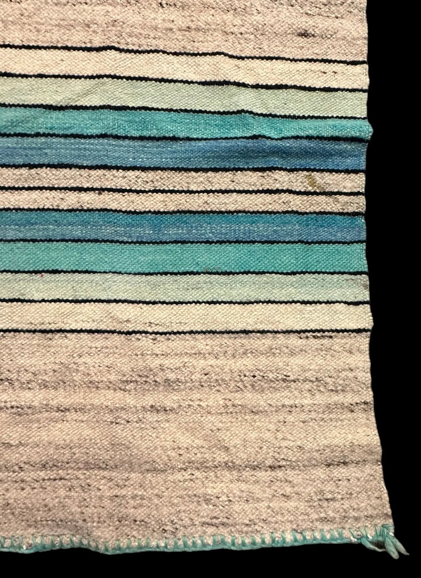 Handmade Vintage Wool Rug Turkish Kilim Geometric Design Gray/ Blue 5'2 x 7'10 I Got Rugs