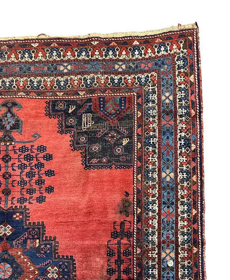 Hand-Knotted Antique Persian Rug Red Wool Oriental Design 5'3 x 6'5 - I Got Rugs Hand-Knotted Antique Persian Rug Red Wool Oriental Design 5'3 x 6'5 I Got Rugs Handmade Vintage I Got Rugs 1450.00