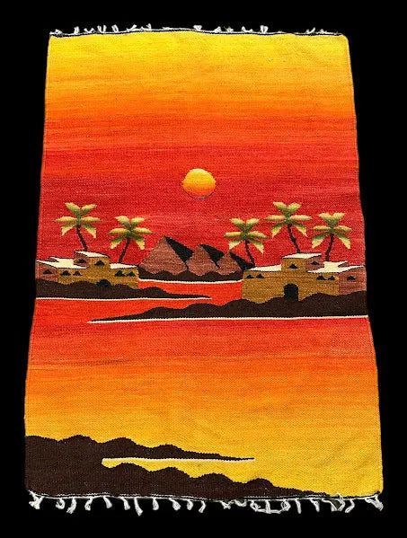 Hand-Knotted Vintage Wool Rug Egyptian Pyramid Pictorial Orange 2'3 x 3'5 I Got Rugs