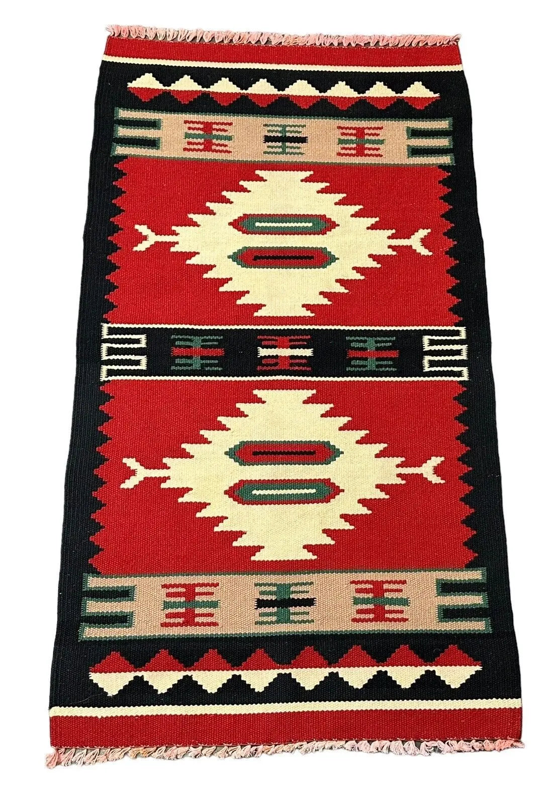 Hand-Woven Vintage Turkish Flatweave Dhurrie 100% Wool Red 2' x 3'8 I Got Rugs