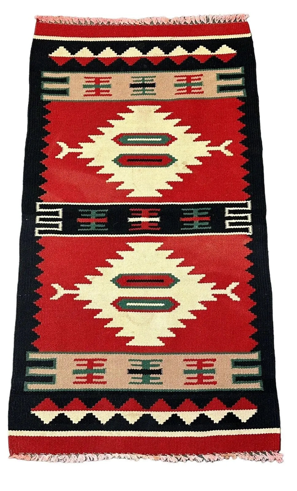 Hand-Woven Vintage Turkish Flatweave Dhurrie 100% Wool Red 2' x 3'8 I Got Rugs