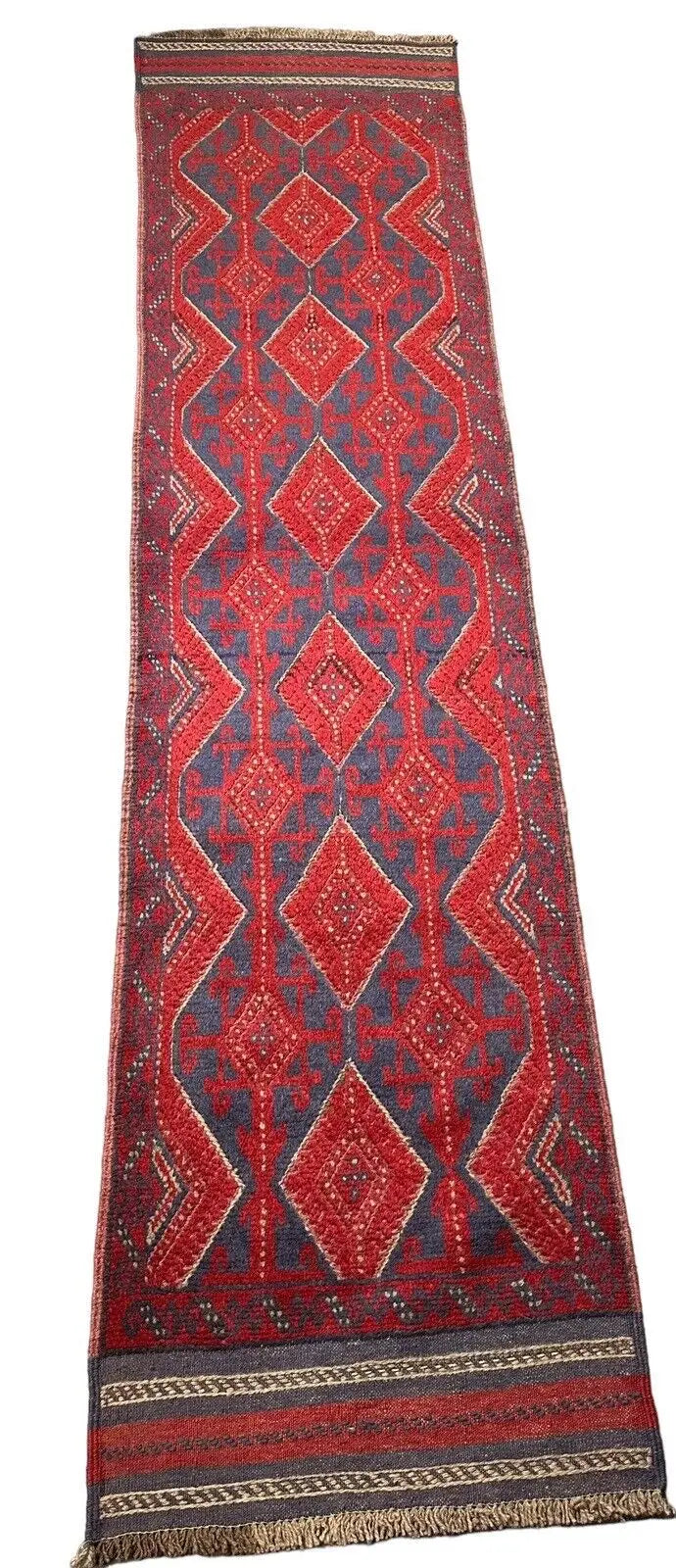 Handmade Afghan Runner Geometric Design 2'1 x 8'8 100% Wool I Got Rugs