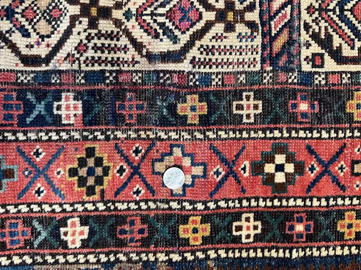 Handmade Antique Shirvan Prayer Rug Pink Wool 3'8 x 4'10 - I Got Rugs Handmade Antique Shirvan Prayer Rug Pink Wool 3'8 x 4'10 I Got Rugs Handmade Vintage I Got Rugs 1500.00