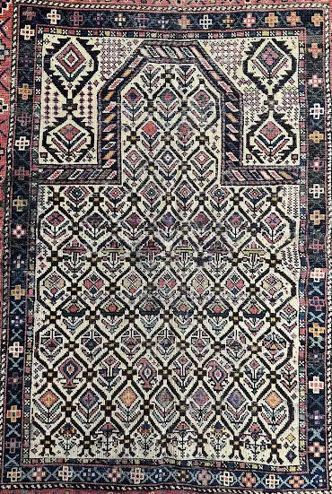Handmade Antique Shirvan Prayer Rug Pink Wool 3'8 x 4'10 - I Got Rugs Handmade Antique Shirvan Prayer Rug Pink Wool 3'8 x 4'10 I Got Rugs Handmade Vintage I Got Rugs 1500.00