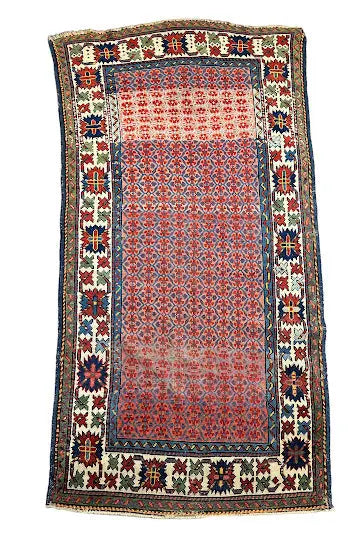 Handmade Antique Wool Caucasian Rug Pink Tribal Pattern 3'2 x 6' - I Got Rugs Handmade Antique Wool Caucasian Rug Pink Tribal Pattern 3'2 x 6' I Got Rugs Handmade Vintage I Got Rugs 2200.00