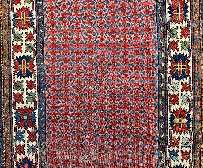 Handmade Antique Wool Caucasian Rug Pink Tribal Pattern 3'2 x 6' - I Got Rugs Handmade Antique Wool Caucasian Rug Pink Tribal Pattern 3'2 x 6' I Got Rugs Handmade Vintage I Got Rugs 2200.00
