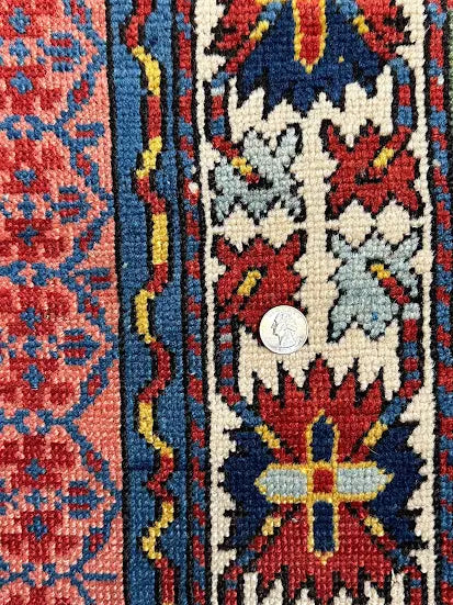 Handmade Antique Wool Caucasian Rug Pink Tribal Pattern 3'2 x 6' - I Got Rugs Handmade Antique Wool Caucasian Rug Pink Tribal Pattern 3'2 x 6' I Got Rugs Handmade Vintage I Got Rugs 2200.00