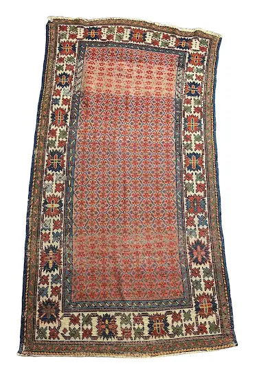Handmade Antique Wool Caucasian Rug Pink Tribal Pattern 3'2 x 6' - I Got Rugs Handmade Antique Wool Caucasian Rug Pink Tribal Pattern 3'2 x 6' I Got Rugs Handmade Vintage I Got Rugs 2200.00