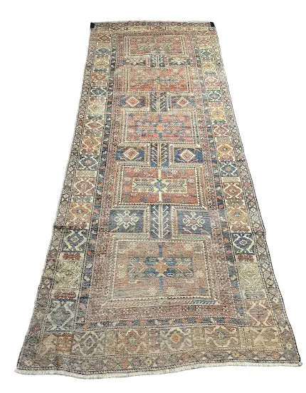 Handmade Antique Wool Caucasian Tribal Rug 4' x 10'2 - I Got Rugs Handmade Antique Wool Caucasian Tribal Rug 4' x 10'2 I Got Rugs Handmade Vintage I Got Rugs 2200.00