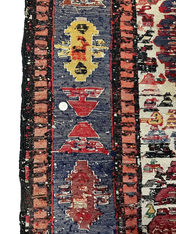 Handmade Vintage Persian Rug Somac Design Animals 3'7 x 6'11 I Got Rugs