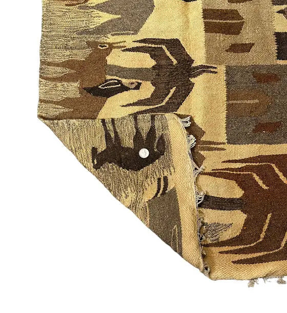 Handmade Vintage Rug 100% Wool Turkish Village Design Beige 2'7 x 4'7 I Got Rugs