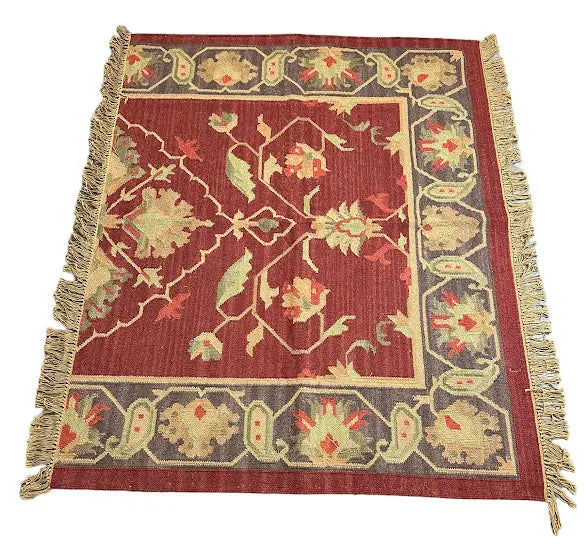 Handmade Vintage Rug Turkish Oushak Red Design 4'2 x 5'3 - I Got Rugs Handmade Vintage Rug Turkish Oushak Red Design 4'2 x 5'3 I Got Rugs Handmade Vintage I Got Rugs 160.00