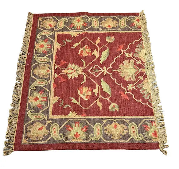 Handmade Vintage Rug Turkish Oushak Red Design 4'2 x 5'3 - I Got Rugs Handmade Vintage Rug Turkish Oushak Red Design 4'2 x 5'3 I Got Rugs Handmade Vintage I Got Rugs 160.00