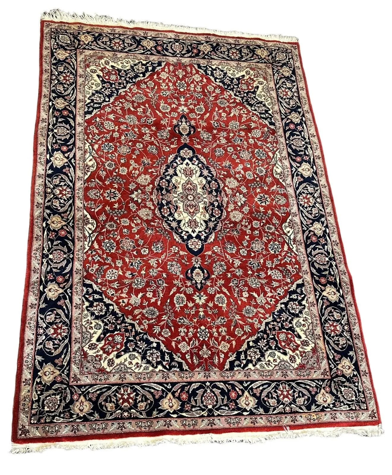 Handmade Vintage Rug Turkish Village Floral Design 100% Wool 4' x 6' I Got Rugs