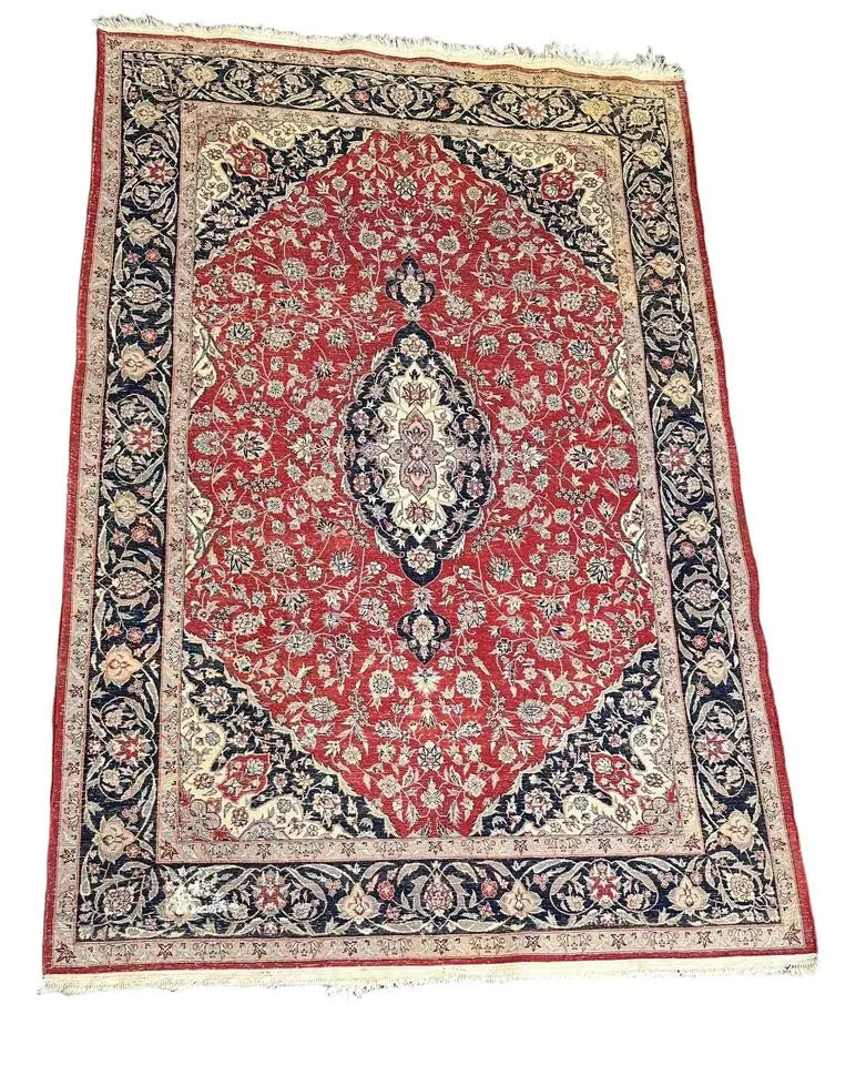 Handmade Vintage Rug Turkish Village Floral Design 100% Wool 4' x 6' I Got Rugs