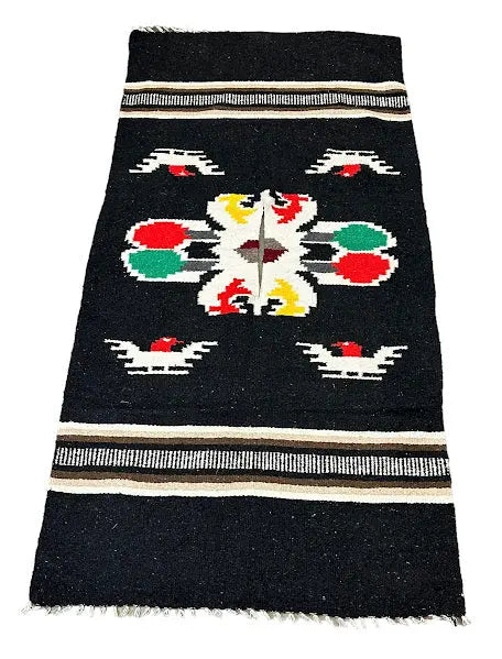Handmade Vintage Wool Navajo Rug Black 3'2 x 6'2 I Got Rugs
