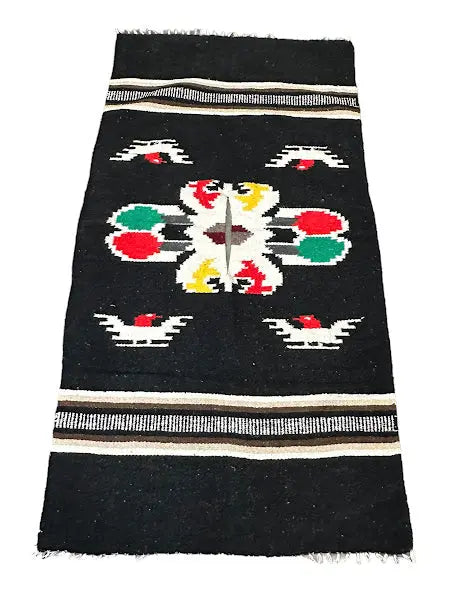 Handmade Vintage Wool Navajo Rug Black 3'2 x 6'2 I Got Rugs