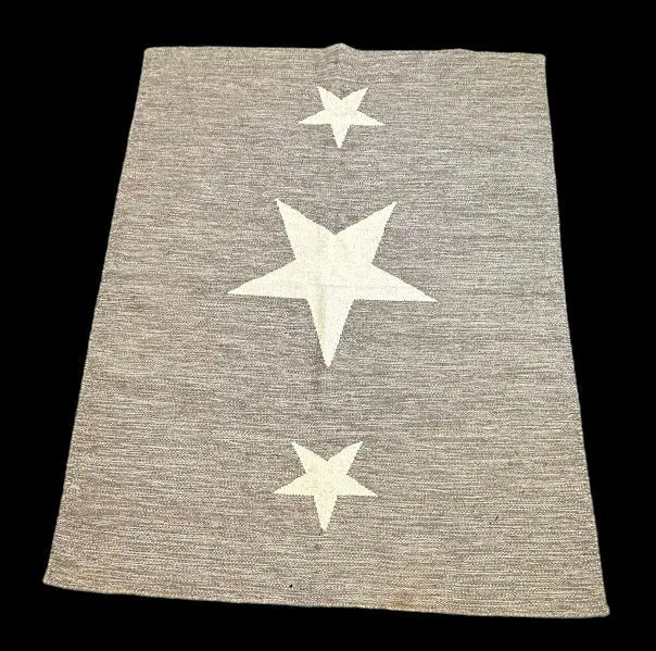 Handmade Vintage Wool Rug Gray Turkish Star Design 5'6 x 7'3 I Got Rugs