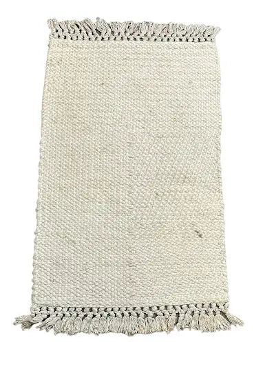 Handmade Vintage Wool Rug Ivory Turkish Oriental Style 1'11 x 2'11 I Got Rugs