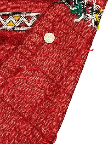 Handmade Vintage Wool Rug Moroccan Tribal Design Red 3'1 x 4'3 I Got Rugs