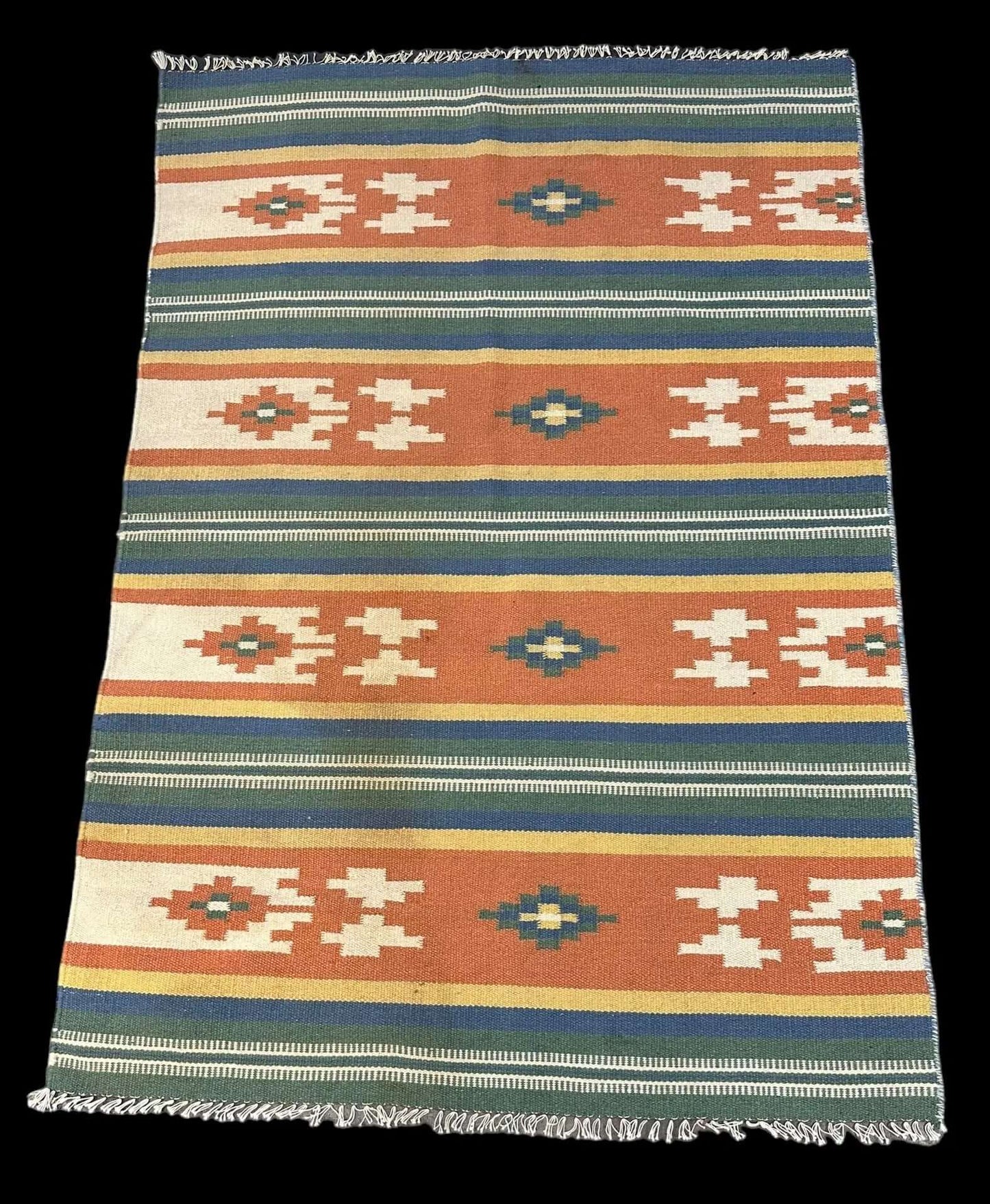Handmade Vintage Wool Rug Multicolor Turkish Kilim Geometric Design 3'5 x 5' I Got Rugs Handmade Vintage Wool Rug Multicolor Turkish Kilim Geometric Design 3'5 x 5' I Got Rugs Handmade Vintage I Got Rugs