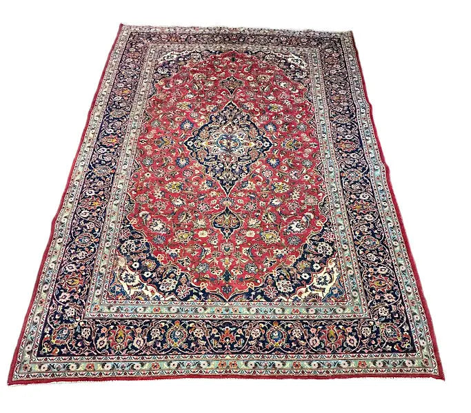 Handmade Vintage Wool Rug Persian Red Oriental Design 8'3 x 11'4 I Got Rugs