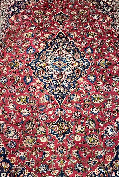 Handmade Vintage Wool Rug Persian Red Oriental Design 8'3 x 11'4 I Got Rugs