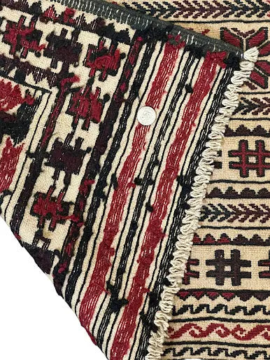 Handmade Vintage Wool Rug Shirvan Kilim Multicolor 3'8 x 6'3 I Got Rugs
