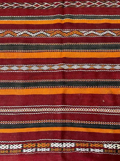Handmade Vintage Wool Rug Turkish Kilim Anatolian Red Tribal Design 5'1 x 7'9 I Got Rugs