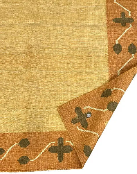 Handmade Vintage Wool Rug Turkish Kilim Peach Geometric Design 4'8 x 6'4 I Got Rugs
