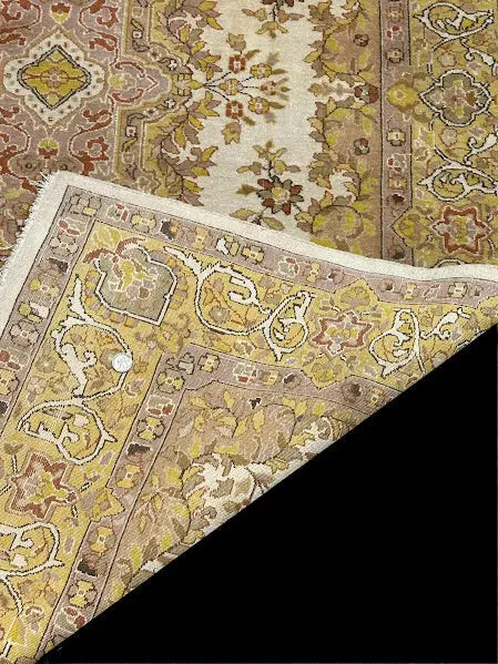 Handmade Vintage Wool Rug Yellow Persian Oriental Pattern 4'3 x 6'4 I Got Rugs
