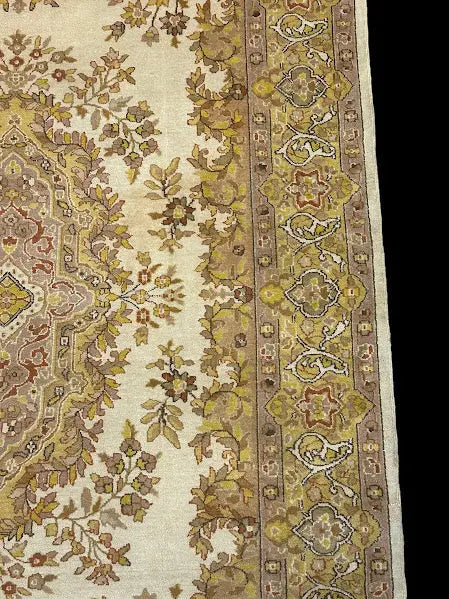 Handmade Vintage Wool Rug Yellow Persian Oriental Pattern 4'3 x 6'4 I Got Rugs
