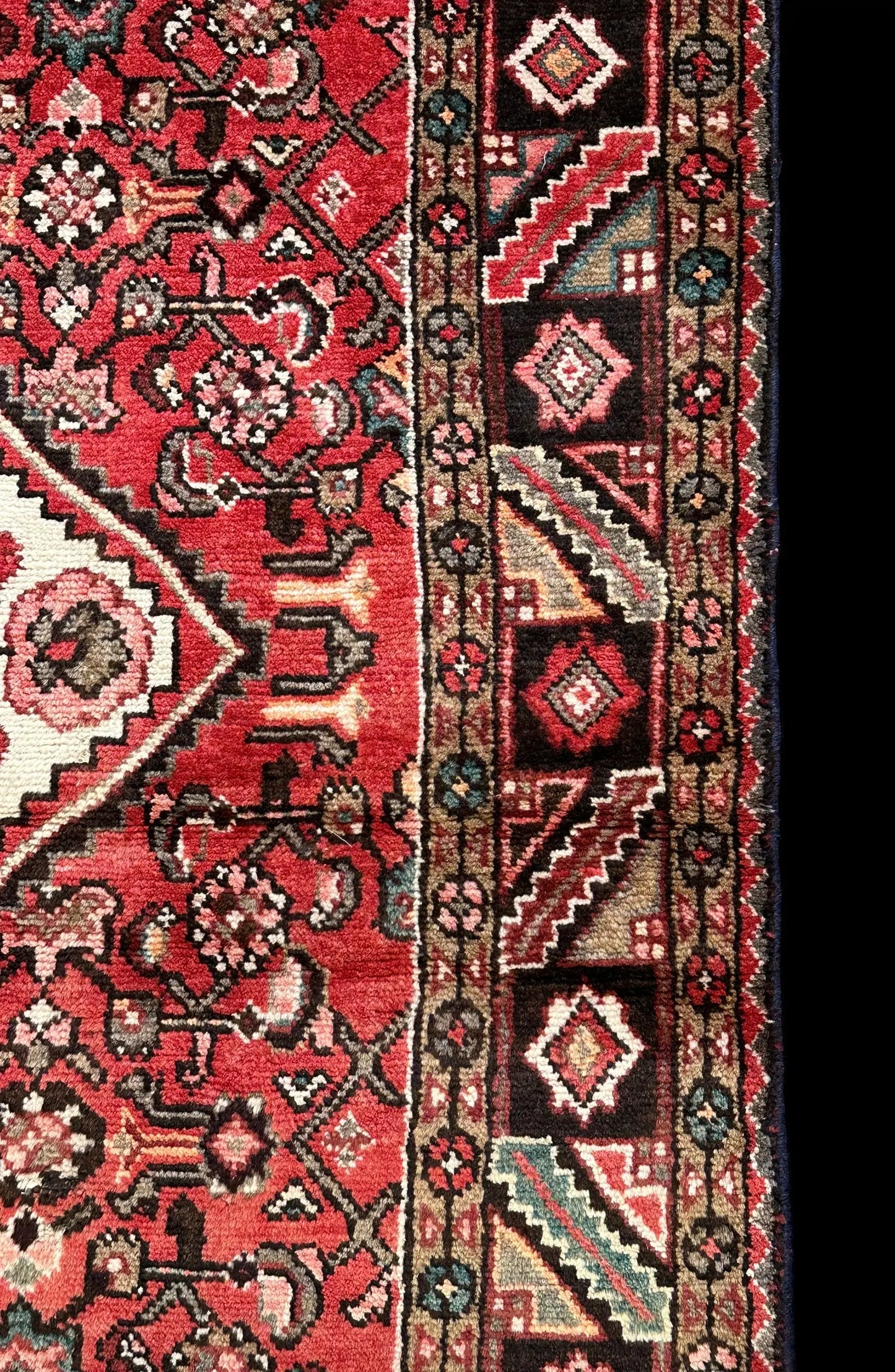 Vintage Hand-Knotted Wool Rug Pink/ Red Persian Floral Hamaden Design 4'11 x 7'5 I Got Rugs