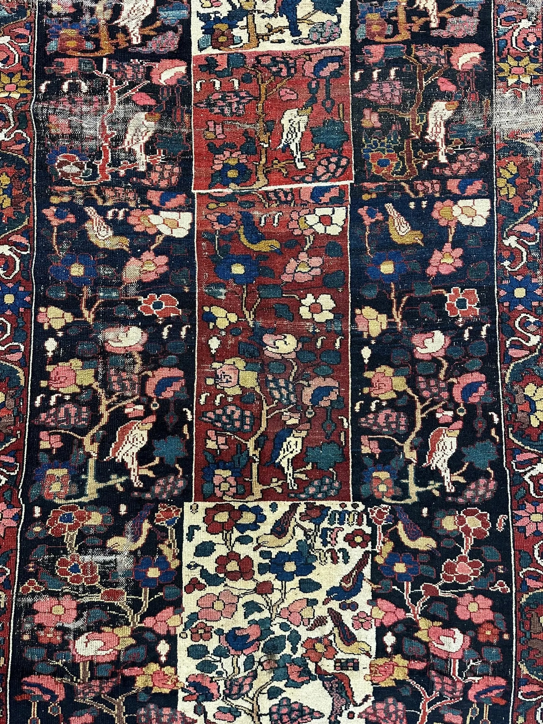 Antique Handmade Wool Rug Persian Bakhtiari Design Beautiful Colors 4'10 x 8'3 I Got Rugs