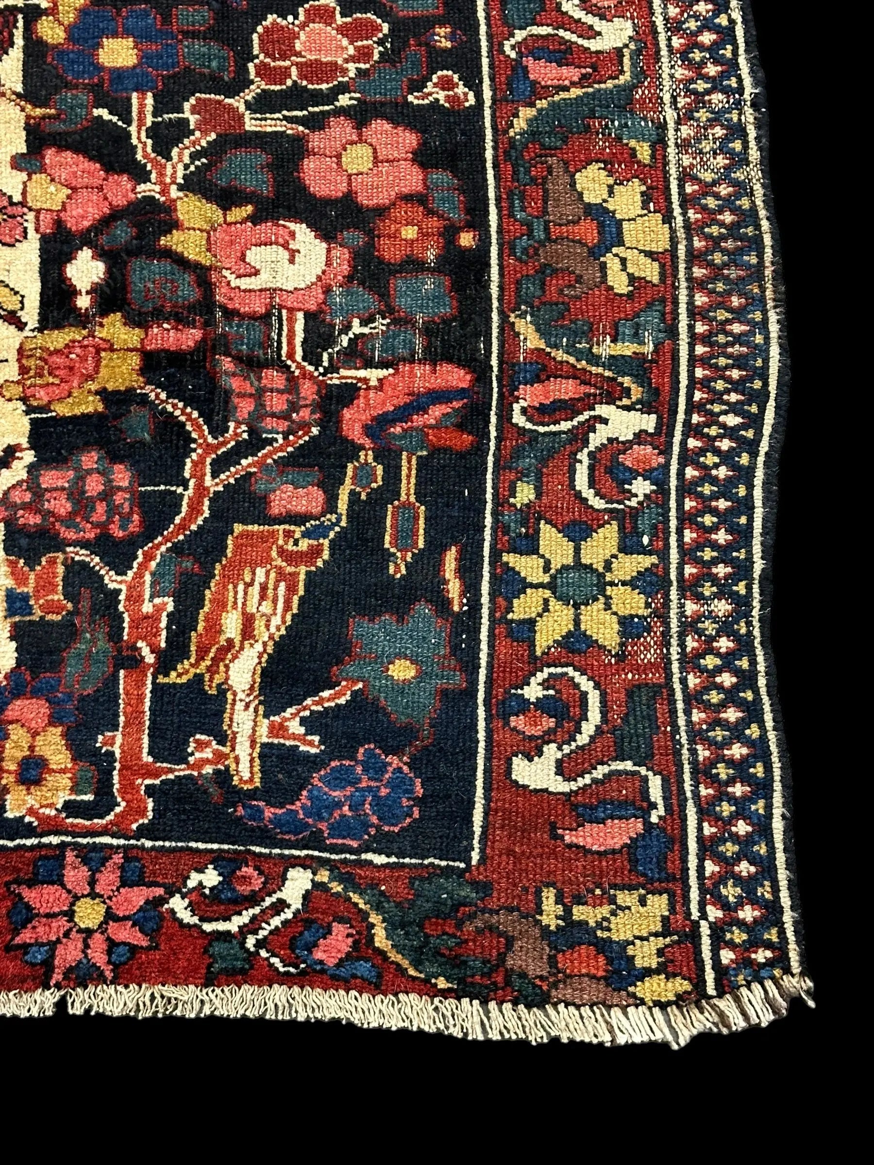 Antique Handmade Wool Rug Persian Bakhtiari Design Beautiful Colors 4'10 x 8'3 I Got Rugs