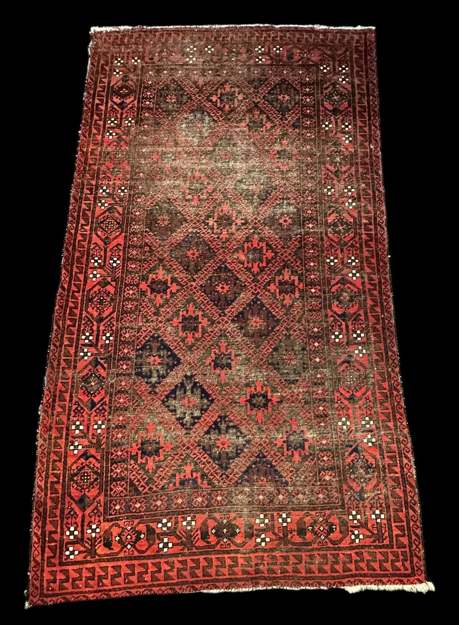 Antique Handmade Wool Rug Red Afghan Baluch Pattern 4'2 x 7'3 Worn to Perfection I Got Rugs Antique Handmade Wool Rug Red Afghan Baluch Pattern 4'2 x 7'3 Worn to Perfection I Got Rugs Handmade Vintage I Got Rugs