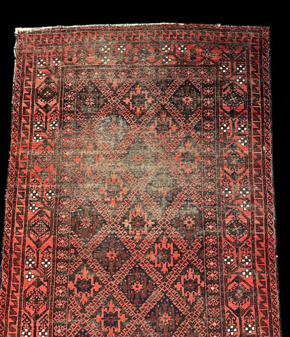 Antique Handmade Wool Rug Red Afghan Baluch Pattern 4'2 x 7'3 Worn to Perfection I Got Rugs Antique Handmade Wool Rug Red Afghan Baluch Pattern 4'2 x 7'3 Worn to Perfection I Got Rugs Handmade Vintage I Got Rugs