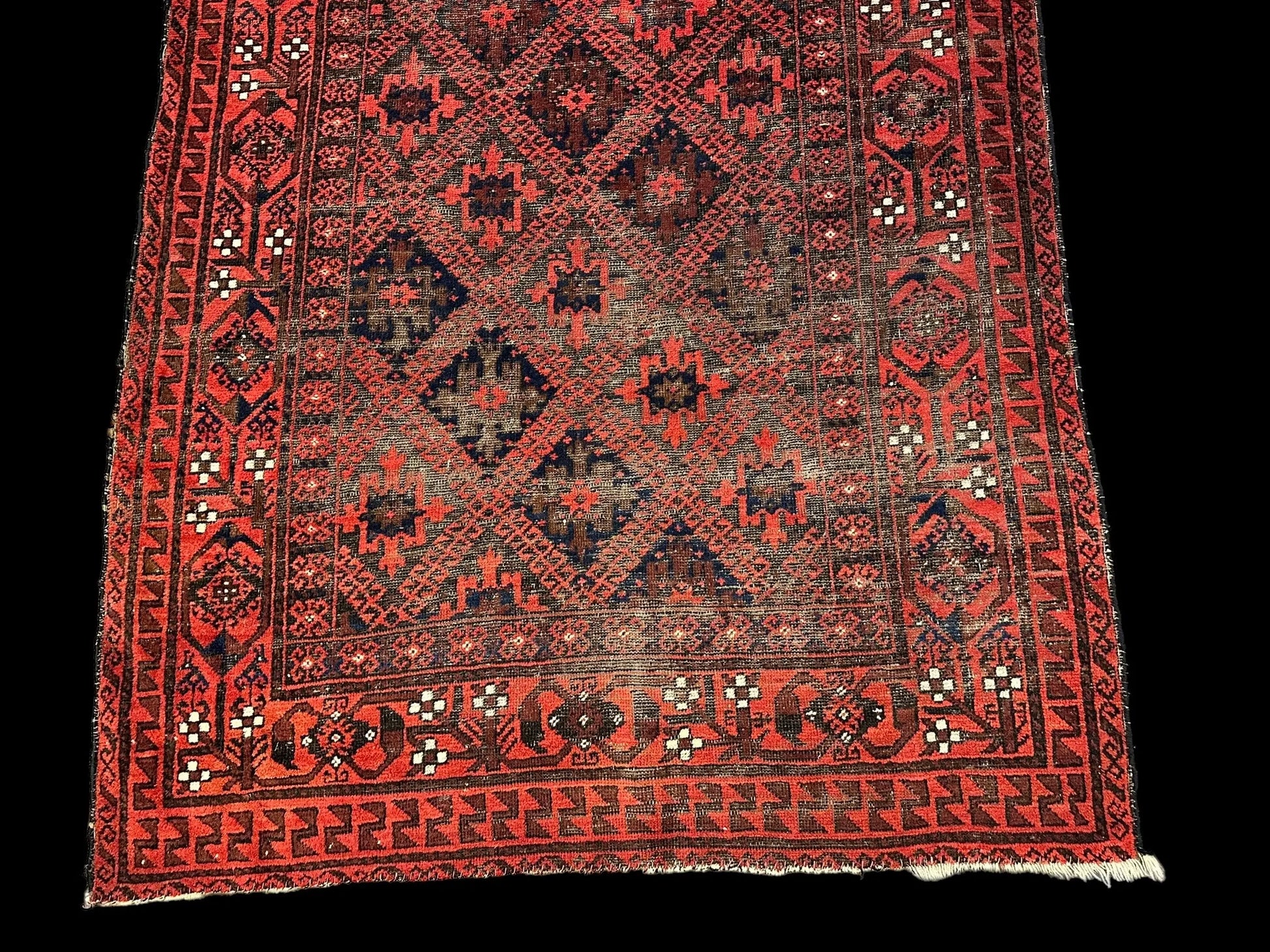 Antique Handmade Wool Rug Red Afghan Baluch Pattern 4'2 x 7'3 Worn to Perfection I Got Rugs Antique Handmade Wool Rug Red Afghan Baluch Pattern 4'2 x 7'3 Worn to Perfection I Got Rugs Handmade Vintage I Got Rugs