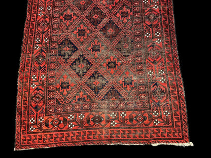 Antique Handmade Wool Rug Red Afghan Baluch Pattern 4'2 x 7'3 Worn to Perfection I Got Rugs Antique Handmade Wool Rug Red Afghan Baluch Pattern 4'2 x 7'3 Worn to Perfection I Got Rugs Handmade Vintage I Got Rugs