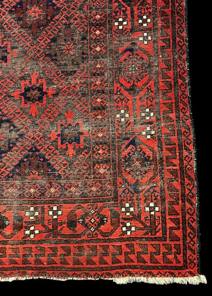 Antique Handmade Wool Rug Red Afghan Baluch Pattern 4'2 x 7'3 Worn to Perfection I Got Rugs Antique Handmade Wool Rug Red Afghan Baluch Pattern 4'2 x 7'3 Worn to Perfection I Got Rugs Handmade Vintage I Got Rugs