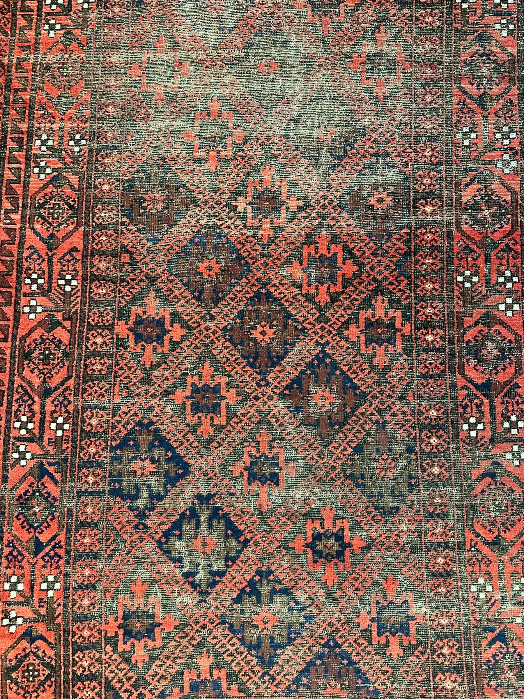 Antique Handmade Wool Rug Red Afghan Baluch Pattern 4'2 x 7'3 Worn to Perfection I Got Rugs Antique Handmade Wool Rug Red Afghan Baluch Pattern 4'2 x 7'3 Worn to Perfection I Got Rugs Handmade Vintage I Got Rugs