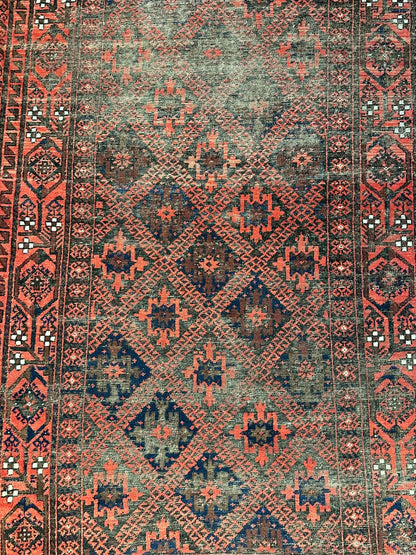 Antique Handmade Wool Rug Red Afghan Baluch Pattern 4'2 x 7'3 Worn to Perfection I Got Rugs Antique Handmade Wool Rug Red Afghan Baluch Pattern 4'2 x 7'3 Worn to Perfection I Got Rugs Handmade Vintage I Got Rugs