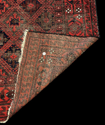 Antique Handmade Wool Rug Red Afghan Baluch Pattern 4'2 x 7'3 Worn to Perfection I Got Rugs Antique Handmade Wool Rug Red Afghan Baluch Pattern 4'2 x 7'3 Worn to Perfection I Got Rugs Handmade Vintage I Got Rugs
